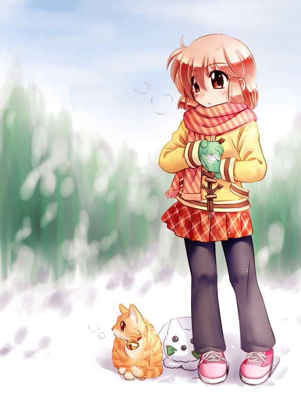 child, coat, cold, new_year, orange_hair, original, scarf, snow, snow_bunny, zan
