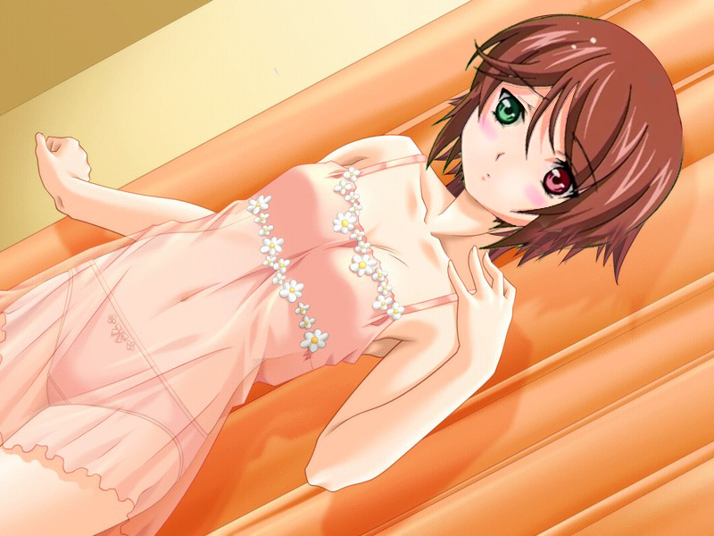 00s, 1girl, blush, boku, bow, bow_panties, breasts, brown_hair