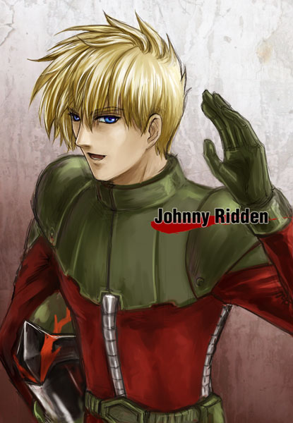 amamiya, blonde_hair, blue_eyes, gundam, gundam_msv, helmet, johnny_ridden, male