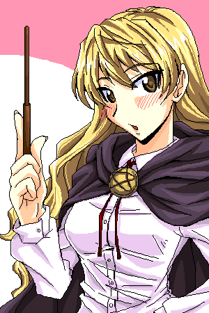 1girl, blonde_hair, cosplay, crossover, louise_francoise_le_blanc_de_la_valliere, louise_francoise_le_blanc_de_la_valliere_(cosplay), lowres, maskman