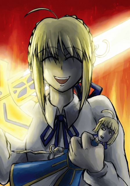 1girl, ahoge, artoria_pendragon_(all), dual_persona, fate/stay_night, fate_(series), female, figure