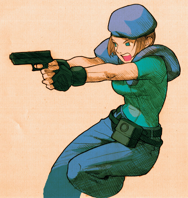 1girl, :o, angry, armor, belt, belt_pouch, bengus, beret