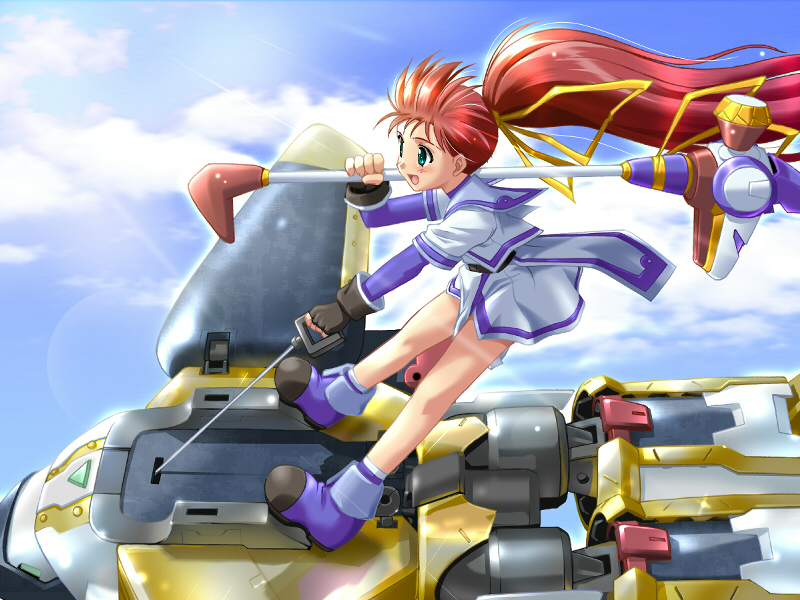 00s, 1girl, :d, aoi_sora_no_neosphere, aoi_umi_no_tristia, aqua_eyes, black_gloves, blue_boots