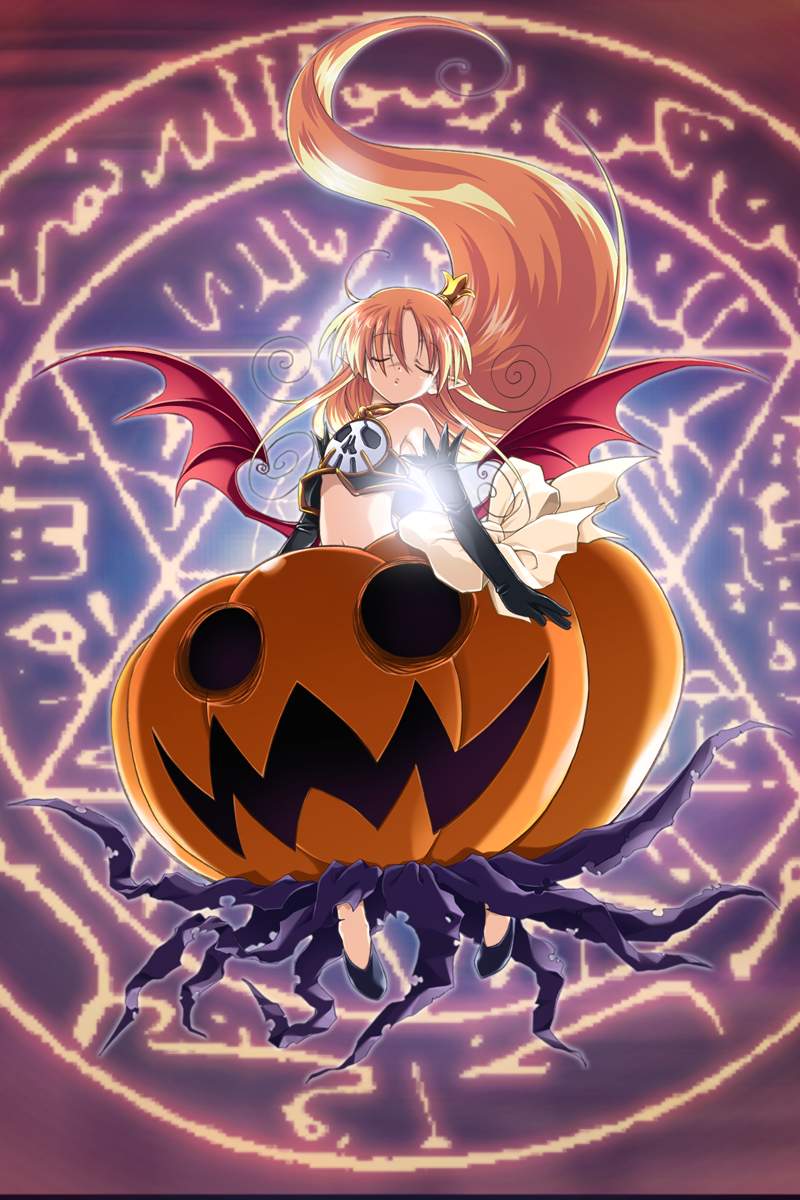 1girl, demon_girl, halloween, hexagram, highres, jack-o'-lantern, melissa_seraphy, official_art