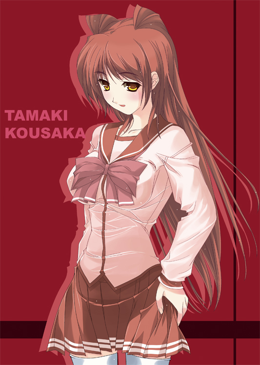 1girl, kousaka_tamaki, school_uniform, serafuku, solo, takatou_suzunosuke, to_heart_2