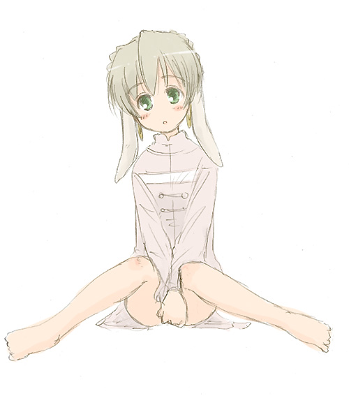 1girl, barefoot, kuuya_(utawareru_mono), sketch, solo, takahashi_mugi, utawareru_mono