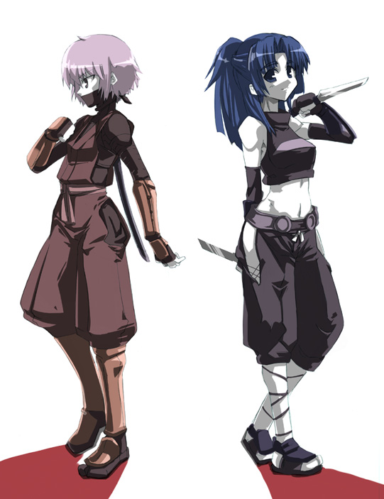 2girls, acquire, asakura_ryouko, ayame, cosplay, from_software, japanese_clothes, multiple_girls