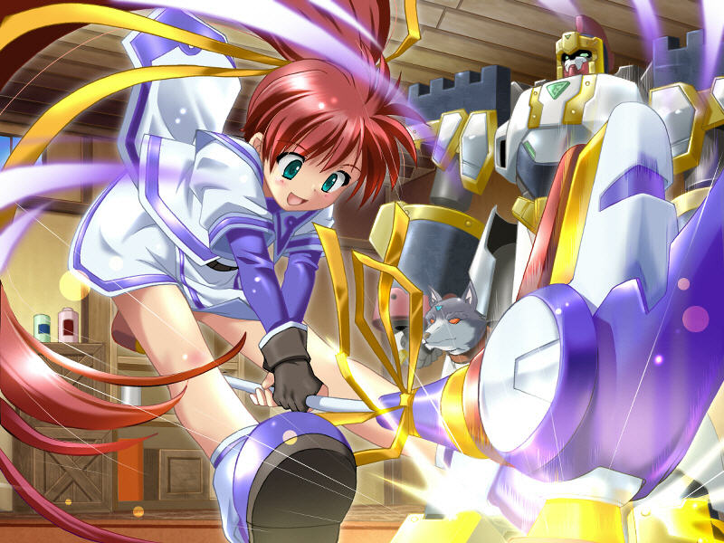 1girl, :d, aoi_sora_no_neosphere, black_gloves, blue_eyes, blue_shoes, box, brown_hair