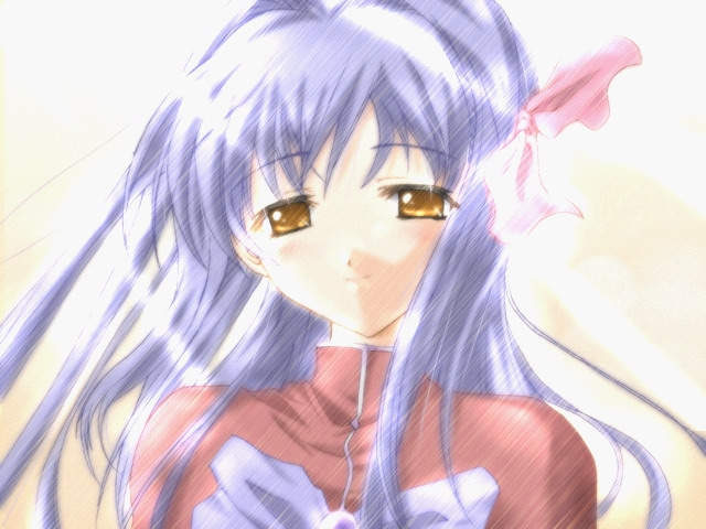 1girl, blue_hair, floralia, floralia+, game_cg, gradient, gradient_background, kanon