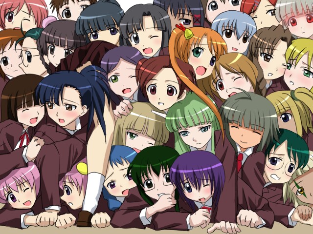 aisaka_sayo, akashi_yuuna, asakura_kazumi, ayase_yue, bun_cover, chao_lingshen, double_bun, evangeline_a_k_mcdowell