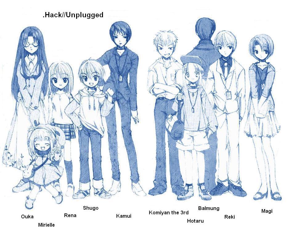 .hack//, .hack//_unplugged, .hack//tasogare_no_udewa_densetsu, 00s, 4boys, 6+girls, bag, balmung, balmung_(.hack//), bandai, baseball_cap, blue, book, brother_and_sister, child, cross, crossed_arms, cyber_connect_2, everyone, footwear, formal, glasses, hack, hack_unplugged, handbag, hat, high_heels, hood, hoodie, hotaru_(.hack), hotaru_(.hack//), jewelry, kamui_(.hack), kamui_(.hack//), kunisaki_rena, kunisaki_shugo, long_hair, magi_(.hack), magi_(.hack//), mireille_(.hack//), monochrome, multiple_boys, multiple_girls, necklace, necktie, ouka_(.hack//), plaid, reki_(.hack), reki_(.hack//), sandals, shoes, short_hair, shorts, shugo, siblings, skirt, smile, sneakers, socks, suit, v