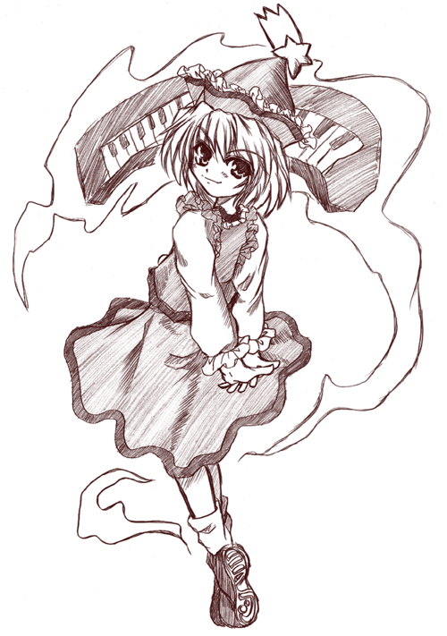 1girl, amamizu_(myofuu_kai), arms_behind_back, female, frilled_hat, frilled_shirt_collar, frills, hat