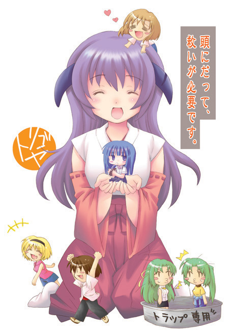 1boy, 6+girls, blonde_hair, chibi, cover, cover_page, dobato, everyone