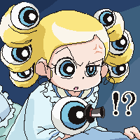 1girl, blonde_hair, blue_eyes, bubble, cartoon_network, eyes, goutokuji_miyako, hat