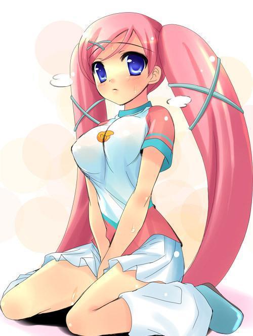 akai_maho, blue_eyes, blush, doki_doki_majo_shinpan, long_hair, pink_hair, twintails, very_long_hair