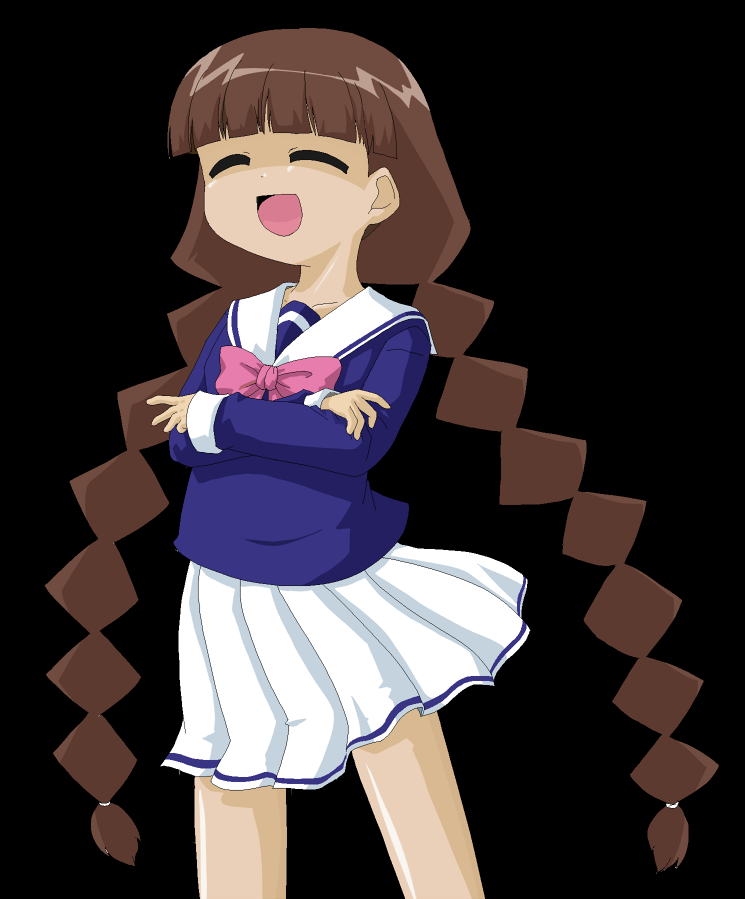 brown_hair, chanohata_tamami, kanizawa, kanizawa_kinu, long_hair, mahoraba, school_uniform, twin_braids