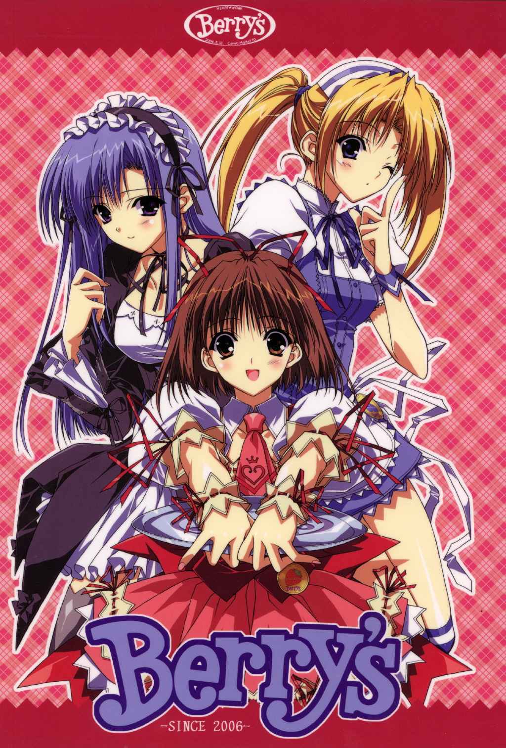 3girls, berry's, blonde_hair, brown_hair, highres, itsumu_aruha, izutsu_aya, morikubo_yuna