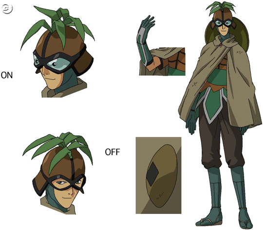 .hack//, .hack//g.u., .hack//roots, 1boy, bandai, boots, cape, character_sheet, cyber_connect_2, gloves, goggles, hat, male_focus, official_art, plant, sakisaka, sakisaka_(.hack//), sandals, smile, solo, watermark