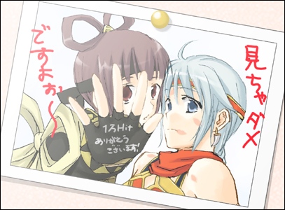 1boy, 1girl, couple, fingerless_gloves, freyjadour_falenas, gensou_suikoden, gensou_suikoden_v, gloves