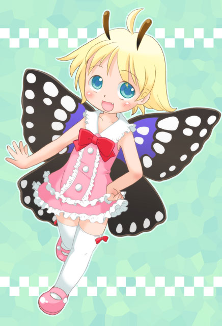 1girl, blonde_hair, fairy, hatomugi_(mamotan), mary_janes, pink_shoes, shimon, shimotsuma