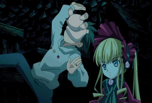 00s, 1boy, 1girl, animated, animated_gif, blonde_hair, doll, rozen_maiden