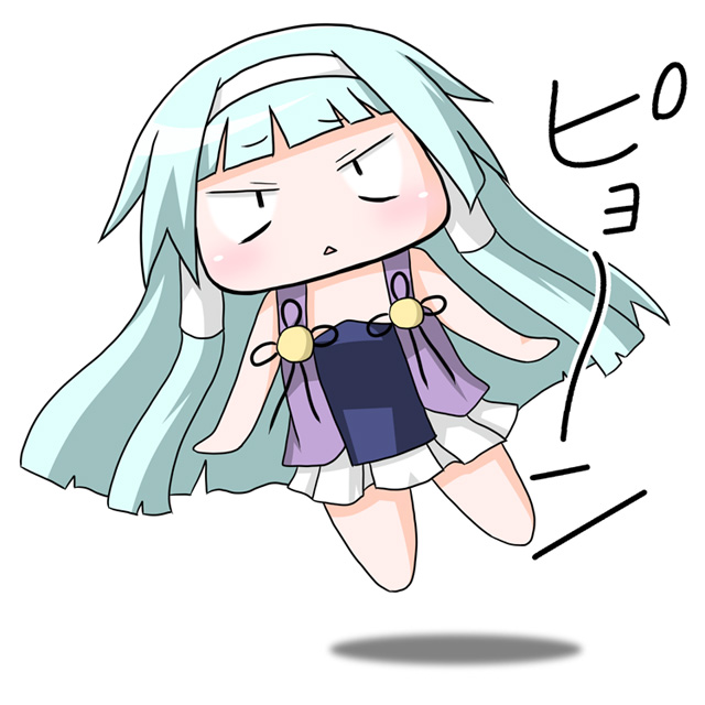 bangs, blue_hair, blunt_bangs, chibi, hair_tubes, hairband, kannagi, long_hair