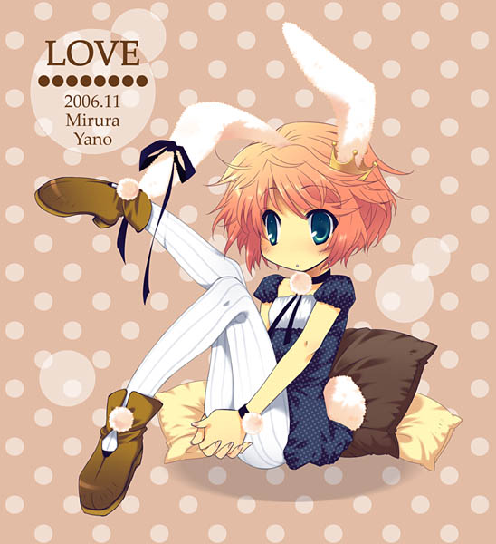 00s, 1girl, 2006, animal_ears, ankle_boots, aqua_eyes, blue_dress, blue_eyes