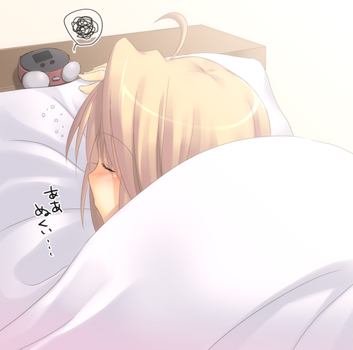 00s, alarm_clock, arcueid_brunestud, bed, blonde_hair, clock, closed_eyes, hazuki_(etcxetc)