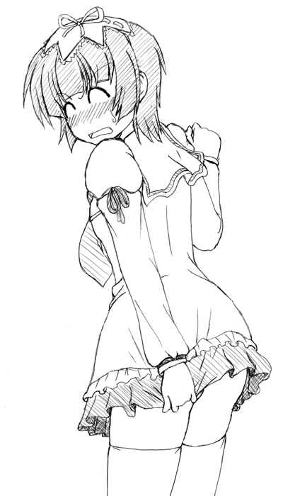 1girl, coyote_ragtime_show, monochrome, sep, sept, september_(coyote_ragtime_show), solo, thigh-highs
