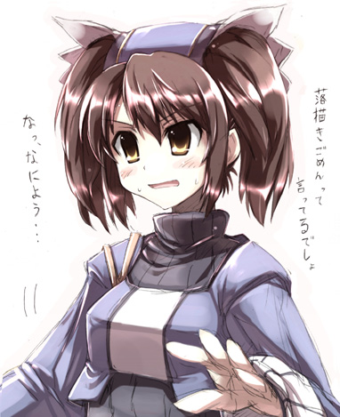 brown_hair, dewprism, lowres, mint_(dewprism), mint_(dewprism)_(cosplay), parody, short_hair, suzumiya_haruhi