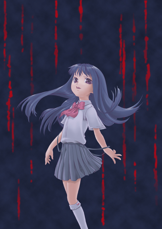 1girl, furude_rika, higurashi_no_naku_koro_ni, murakumo_takeru, solo, suspenders