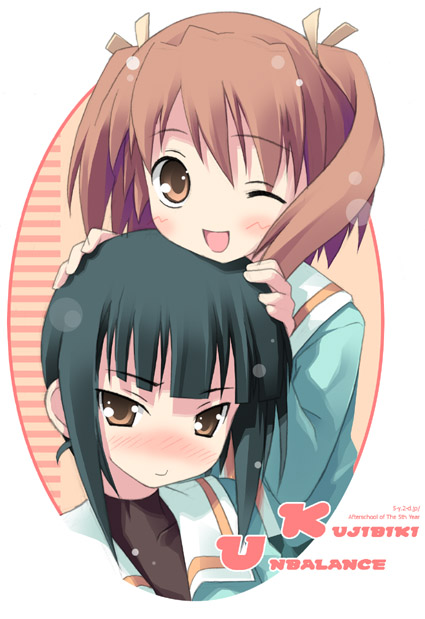 00s, akiyama_tokino, blush, brown_eyes, brown_hair, kantoku, kujibiki_unbalance, open_mouth