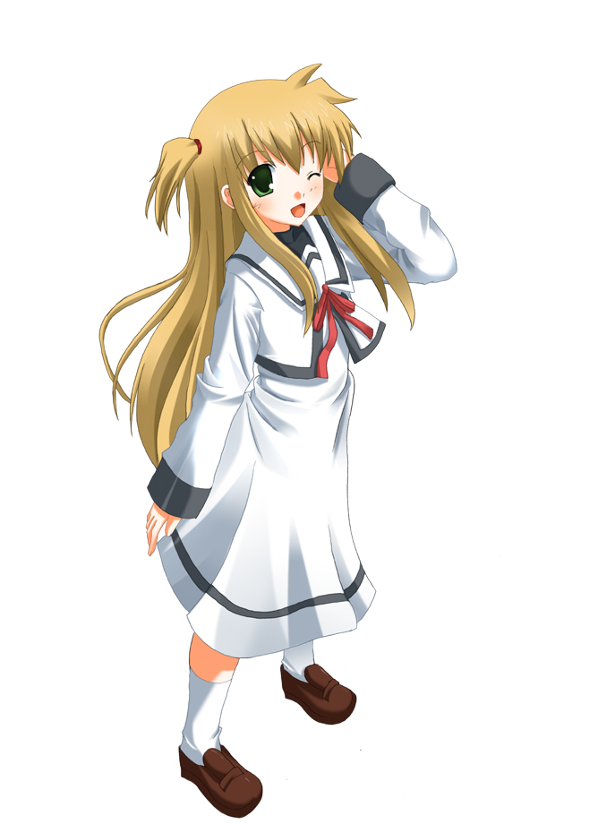 arisa_bannings, blonde_hair, green_eyes, mahou_shoujo_lyrical_nanoha, odaya, socks