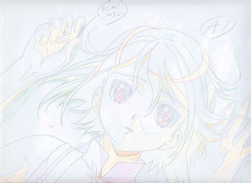 1girl, artist_request, caimu, color_trace, colored_pencil_(medium), female, pale_color, partially_colored