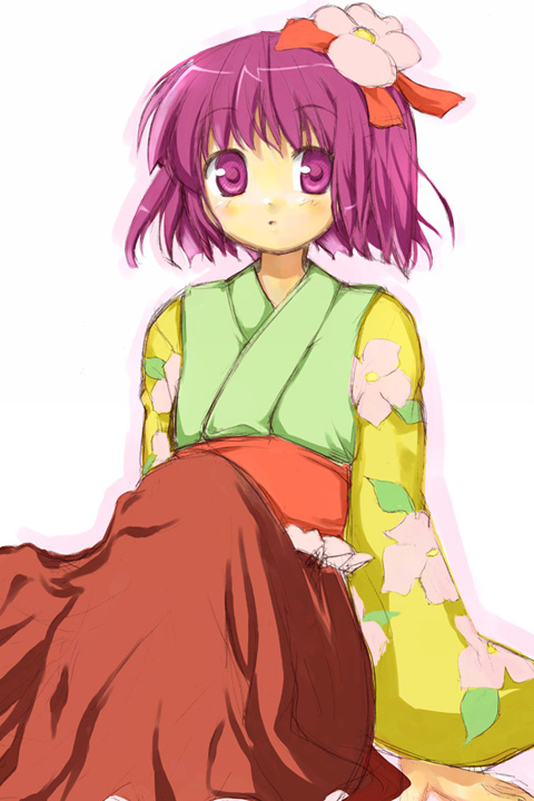1girl, female, flower, hair_flower, hair_ornament, hieda_no_akyuu, japanese_clothes, ozaki