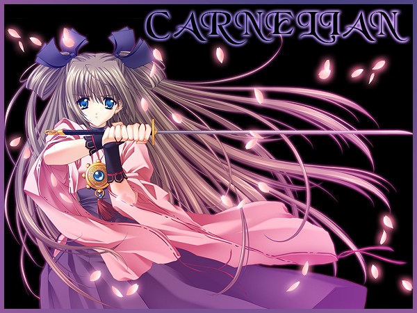 carnelian, japanese_clothes, miko, original, push!!, sword, weapon