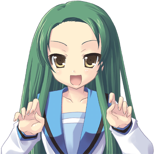 green_hair, long_hair, naughty_face, rusty_soul, school_uniform, serafuku, suzumiya_haruhi_no_yuuutsu, tsuruya