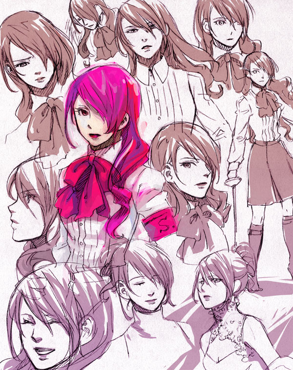 armband, atlus, bow, hair_over_one_eye, karakuri_chouchou, kirijou_mitsuru, koaki, persona