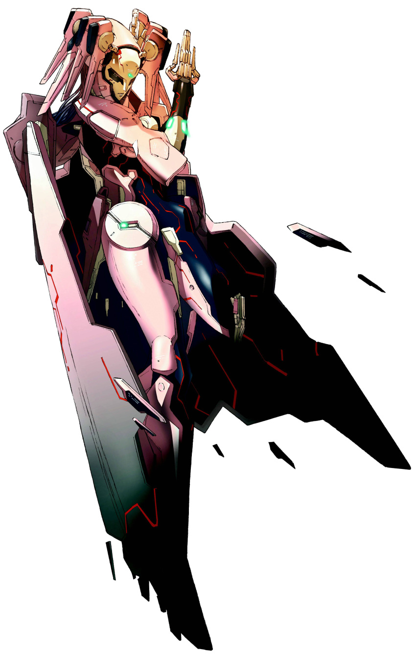 00s, absurdres, ardjet, highres, mecha, middle_finger, neon_trim, no_humans