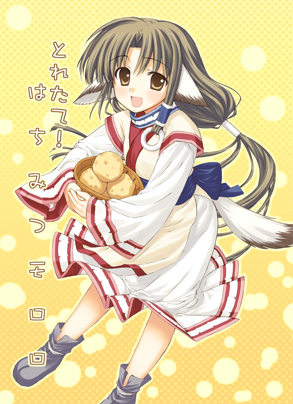 1girl, animal_ears, dog_ears, eruruw, japanese_clothes, kurumu, miyama_natsuki, solo