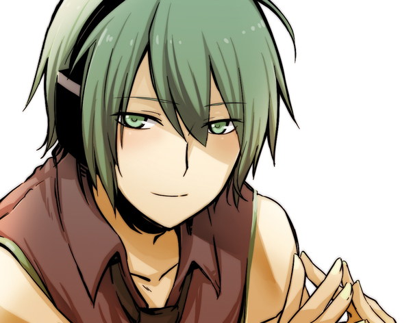 genderswap, genmai, green_eyes, green_hair, hatsune_mikuo, male, short_hair, smile