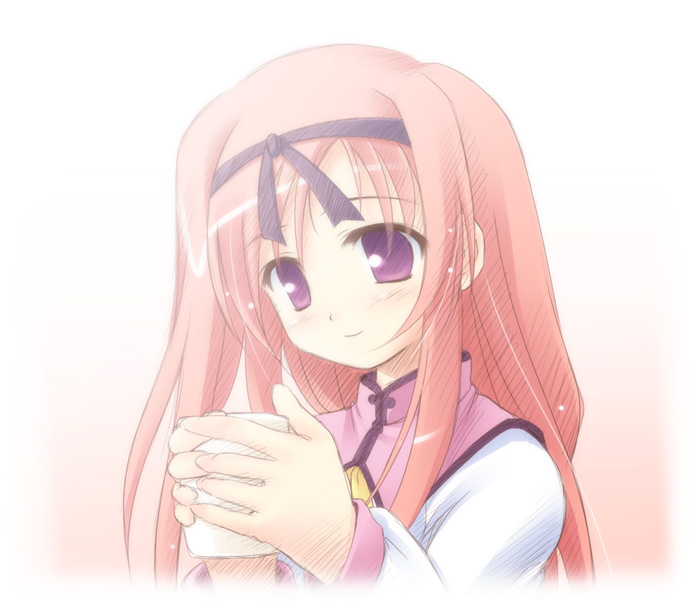 blush, hairband, haruka_ni_aogi_uruwashi_no, long_hair, original, pink_hair, smile, tomo_no_shippo, violet_eyes, yaotome_shino