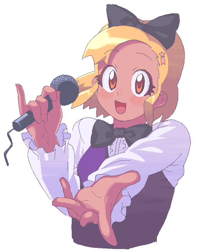 1girl, angol_mois, blonde_hair, dark_skin, keroro_gunsou, lunch_(artist), lunch_(lunch3), microphone