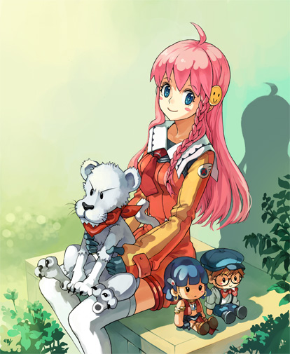 1girl, 90s, braid, character_doll, chibi, company_connection, crossover, doll