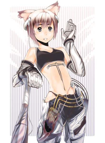 animal_ears, bra, cat_ears, elbow_gloves, gloves, lingerie, midriff, princess_spirit, sports_bra, underwear