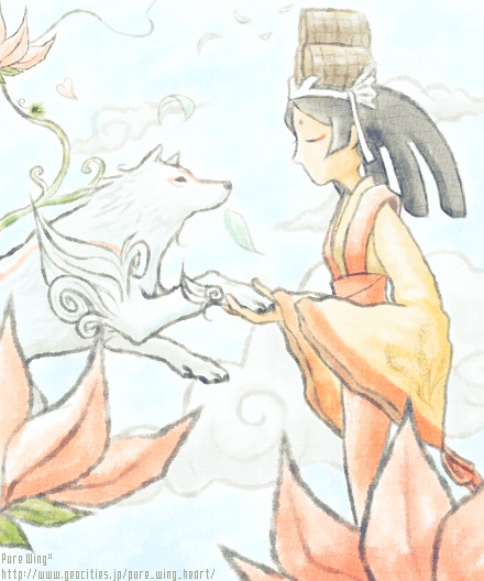 1girl, ^_^, amaterasu, animal, arino_ouka, barrel, black_hair, closed_eyes