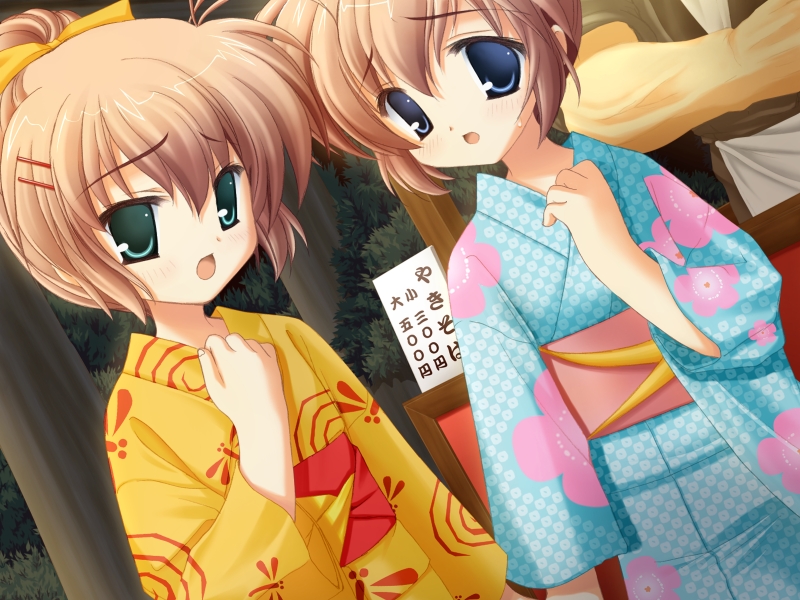 2girls, game_cg, hajimete_no_orusuban, japanese_clothes, mizuki_saori, mizuki_shiori, multiple_girls, siblings