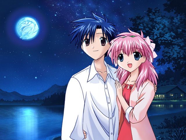 00s, 1boy, 1girl, broccoli_(company), couple, flower, galaxy_angel, game_cg