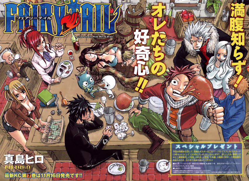 cat, eating, elfman, erza_scarlet, fairy_tail, gray_fullbuster, group, happy