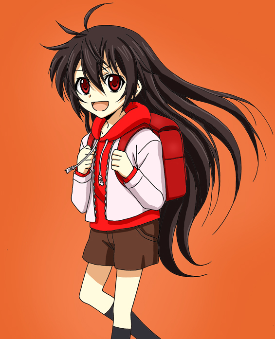bad_id, bag, black_hair, kuhouin_murasaki, kurenai, long_hair, randoseru, red_eyes